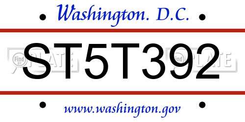 ST5T392 District Of Columbia License Plate