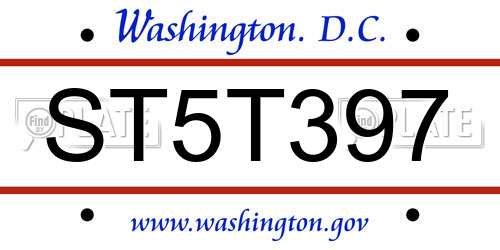ST5T397 District Of Columbia License Plate