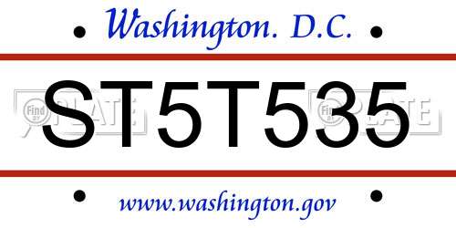 ST5T535 District Of Columbia License Plate