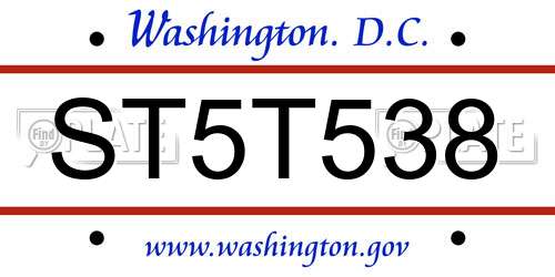 ST5T538 District Of Columbia License Plate