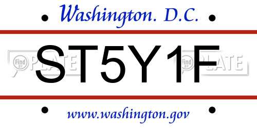 ST5Y1F District Of Columbia License Plate