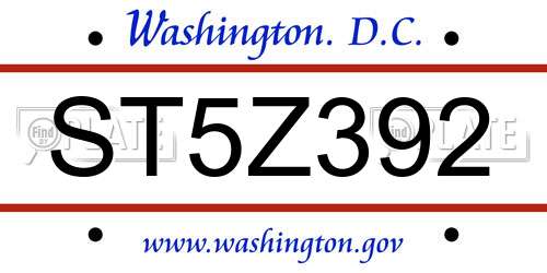ST5Z392 District Of Columbia License Plate