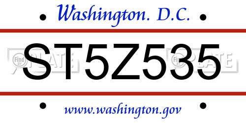 ST5Z535 District Of Columbia License Plate