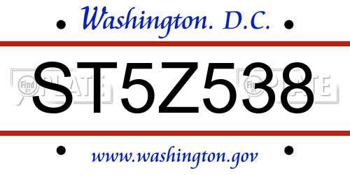 ST5Z538 District Of Columbia License Plate