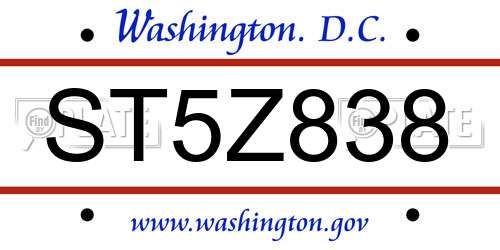 ST5Z838 District Of Columbia License Plate
