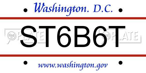 ST6B6T District Of Columbia License Plate