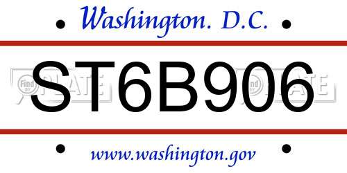 ST6B906 District Of Columbia License Plate