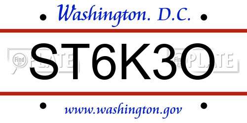 ST6K3O District Of Columbia License Plate