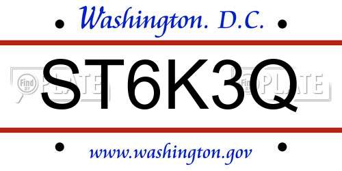 ST6K3Q District Of Columbia License Plate