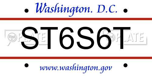 ST6S6T District Of Columbia License Plate
