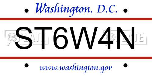ST6W4N District Of Columbia License Plate