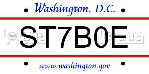 ST7B0E District Of Columbia License Plate