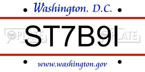 ST7B9I District Of Columbia License Plate