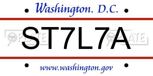 ST7L7A District Of Columbia License Plate