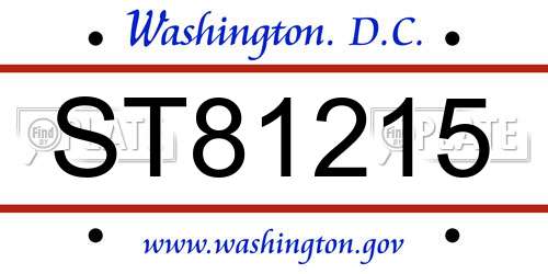 ST81215 District Of Columbia License Plate