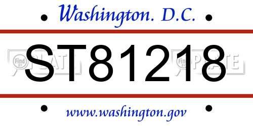 ST81218 District Of Columbia License Plate