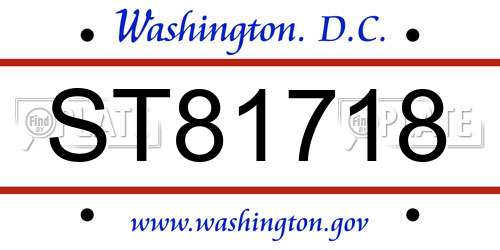 ST81718 District Of Columbia License Plate
