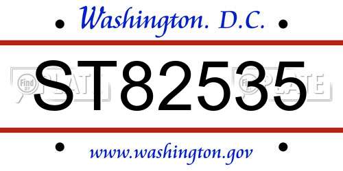 ST82535 District Of Columbia License Plate