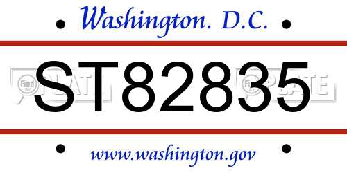 ST82835 District Of Columbia License Plate