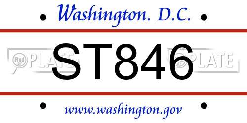 ST846 District Of Columbia License Plate