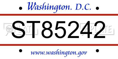 ST85242 District Of Columbia License Plate