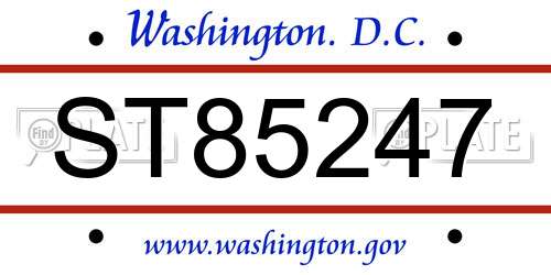 ST85247 District Of Columbia License Plate
