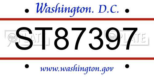 ST87397 District Of Columbia License Plate