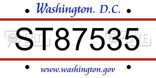 ST87535 District Of Columbia License Plate