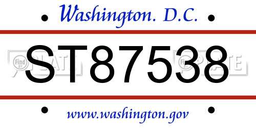 ST87538 District Of Columbia License Plate