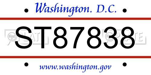 ST87838 District Of Columbia License Plate