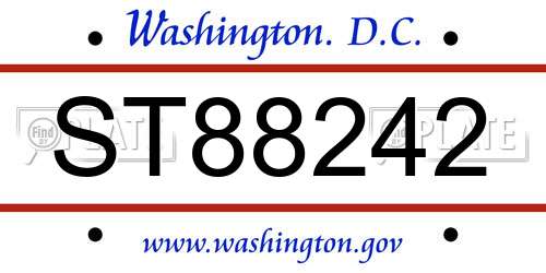 ST88242 District Of Columbia License Plate