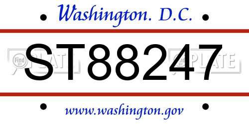 ST88247 District Of Columbia License Plate
