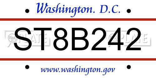 ST8B242 District Of Columbia License Plate