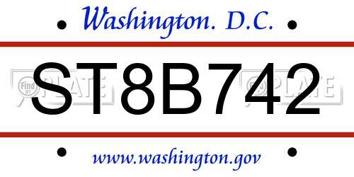 ST8B742 District Of Columbia License Plate