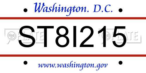 ST8I215 District Of Columbia License Plate