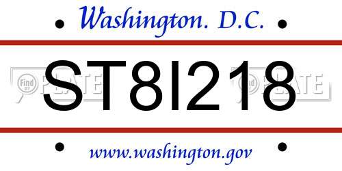 ST8I218 District Of Columbia License Plate