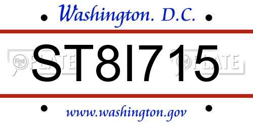 ST8I715 District Of Columbia License Plate