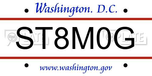 ST8M0G District Of Columbia License Plate