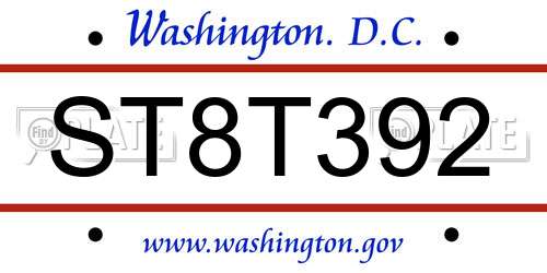 ST8T392 District Of Columbia License Plate
