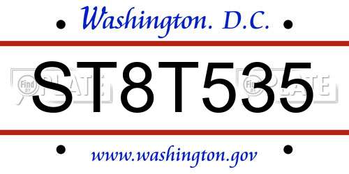 ST8T535 District Of Columbia License Plate