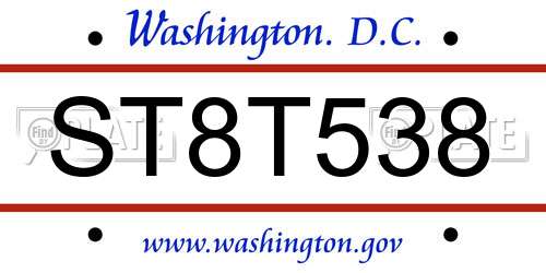 ST8T538 District Of Columbia License Plate