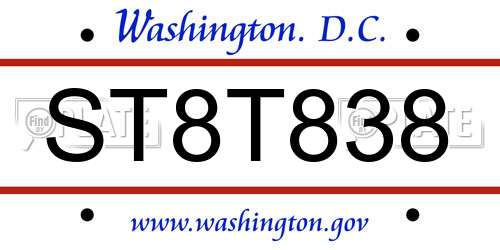ST8T838 District Of Columbia License Plate