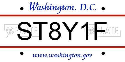 ST8Y1F District Of Columbia License Plate