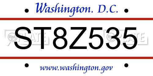 ST8Z535 District Of Columbia License Plate