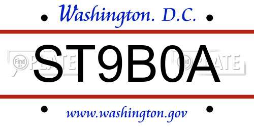 ST9B0A District Of Columbia License Plate