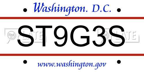 ST9G3S District Of Columbia License Plate