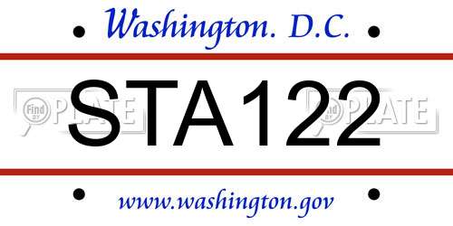 STA122 District Of Columbia License Plate