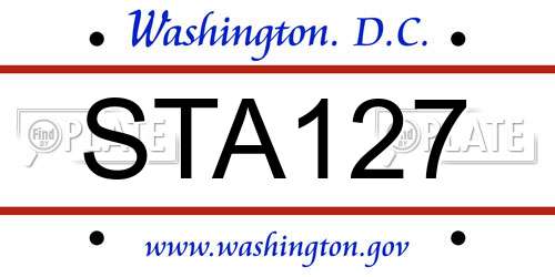 STA127 District Of Columbia License Plate