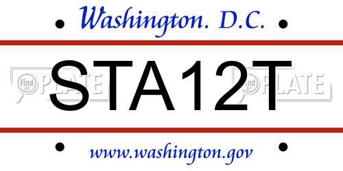 STA12T District Of Columbia License Plate