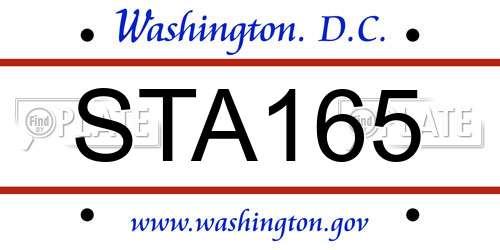 STA165 District Of Columbia License Plate